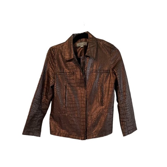 Birch Hill Jackets & Blazers - Birch Hill Faux Alligator Skin Jacket Size PS Petite Small Brown